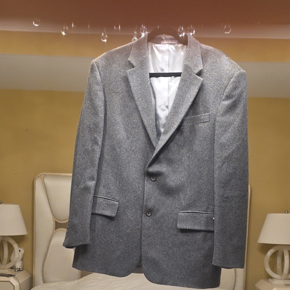 Oscar de la Renta Men's Gray Wool Blazer - Tailored Notch Lapel 44R